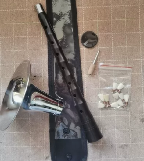 黑檀木唢呐D调黄铜电镀白碗唢呐杆子长25....