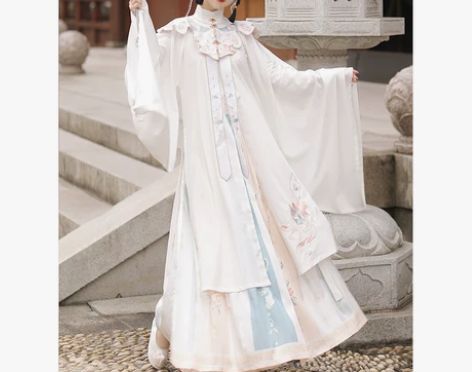 恋霜白月疏汉服女款正品原创冬季日常明制立领...