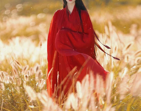 大红色汉服女款古风小个子上班穿超仙气古装广...