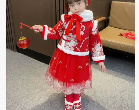 汉服女童冬季 2023新款 儿童古风加绒襦...