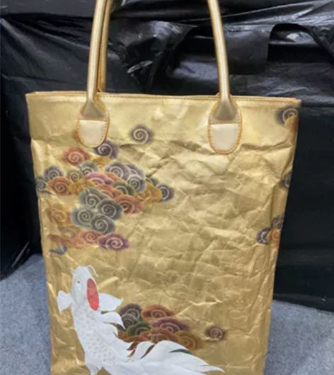 锦鲤真皮包女民族风中国风汉服文创复古手提包...