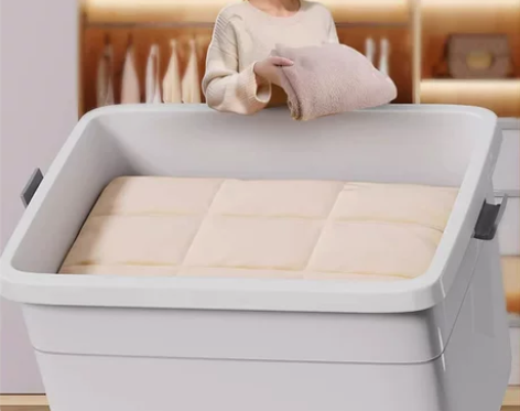 德国特大号收纳箱家用加厚衣服储物箱塑料零食...