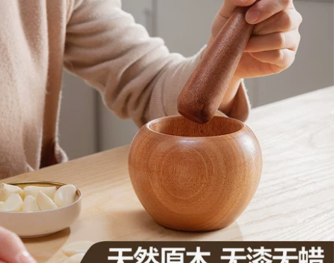老式手动捣蒜器家用捣碎罐儿蒜泥捣药罐木擂钵...