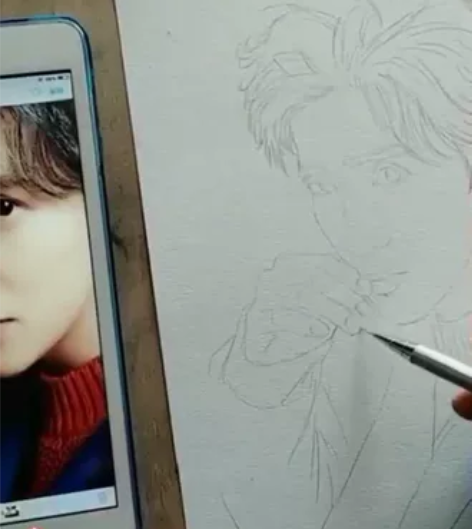 素描 彩铅 画像 肖像照片定制纯手绘人像代...