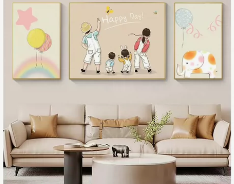 幸福一家客厅装饰画现代简约沙发背景墙挂画温...