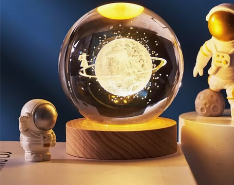 6厘米水晶球发光银河系水晶家居摆件3D激光...