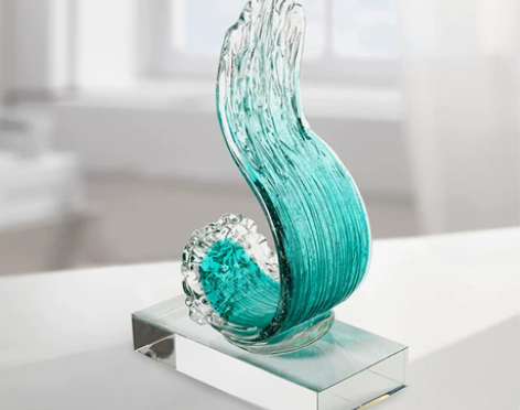 轻奢现代琉璃工艺品抽象艺术风生水起摆件客厅...