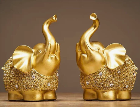 中式金色幸福小象摆件家居客厅酒柜装饰品电视...