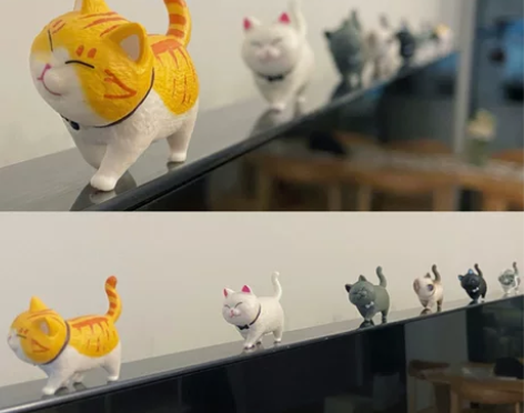 原创猫咪摆件办公室桌面屏幕电脑显示器摆件工...
