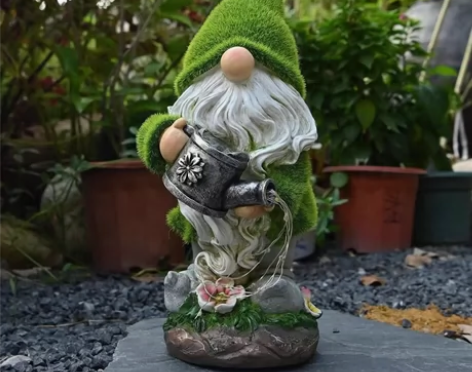 户外花园太阳能矮人精灵摆件，提水壶京矮人精...