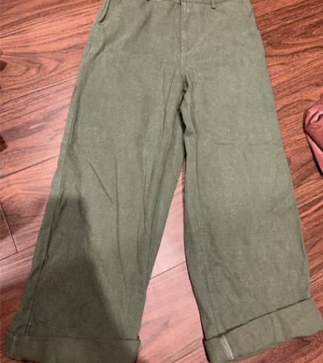 直筒裤豆绿色 内里磨毛 全新