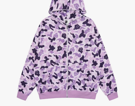 BTSG国潮美式恶魔角迷彩拉链连帽卫衣in...