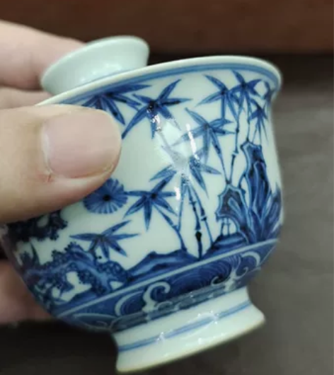 墨舍柴窑：景德镇纯手工手绘“岁寒三友松竹梅...
