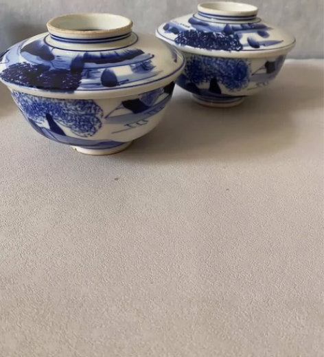 日本回流 盖碗 天包地青花老盖碗 标价为单...