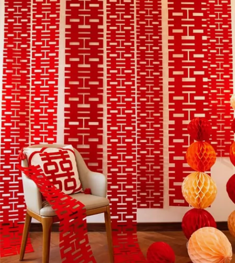 【全新包邮】婚房布置装饰小红书长条连喜字串...