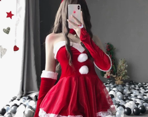 特惠圣诞装万圣节女仆装五件套cosplay...