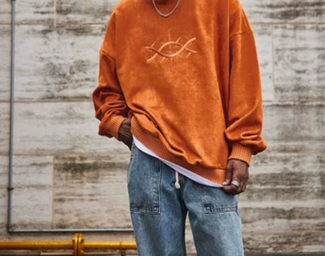 BTW宽松百搭长袖上衣情侣嘻哈街头潮牌荆棘...