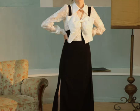 【国庆价】ISISLOVE气质黑色背带裙收...