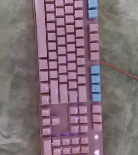 雷柏黑轴V500PRO粉色机械键盘，仅此1...