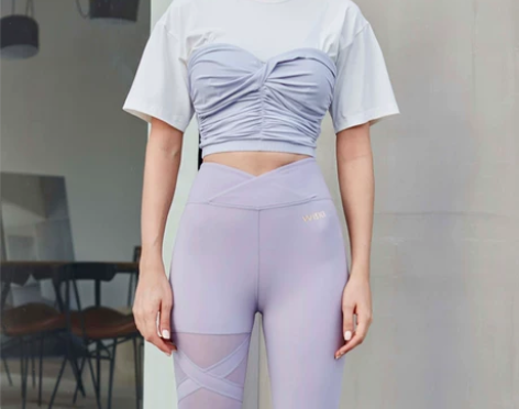 WISKII时尚健身短袖跑步瑜伽上衣舒适云...