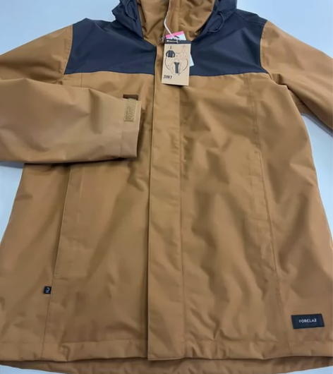 迪卡侬 全新 抓绒 三合一 男 L 秋霞棕...