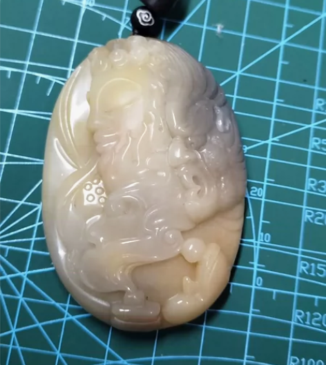 新疆金丝彩玉 一念之间 神魔一念 纯手工雕...