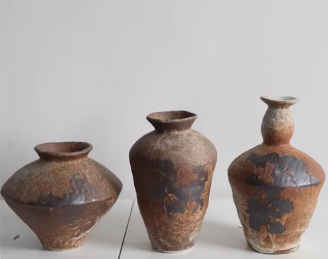 侘寂风粗陶花瓶罐子复古软装搭配民宿景德镇手...