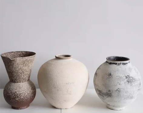 侘寂风软装搭配民宿景德镇手工陶艺陶瓷花瓶复...