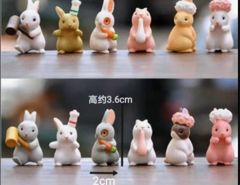 12只包邮可爱小兔子仿真迷你小动物塑料桌面...