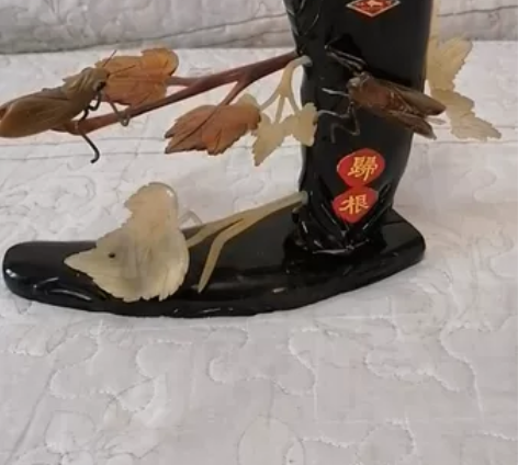 纯牛骨笔筒摆件,落叶归根牛骨摆件,笔筒牛骨...