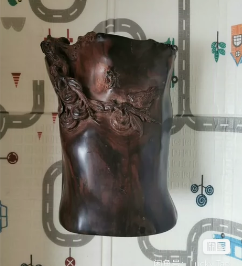 鸿郝睿工老挝大红酸枝笔筒摆件红木老料书房工...