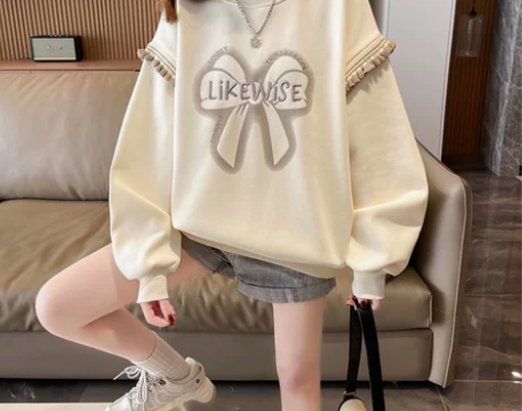 大码女装设计感小众无帽卫衣女春秋薄款202...