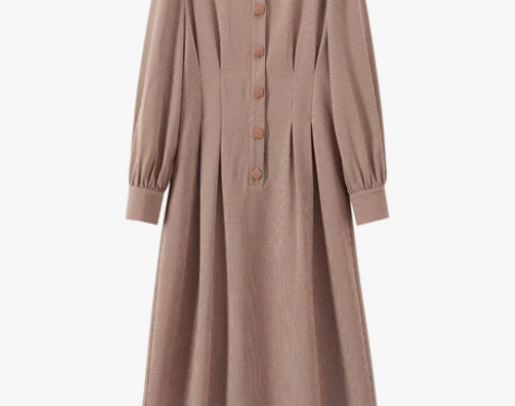 【99元】尚都比拉圆领连衣裙女春秋新款收腰...