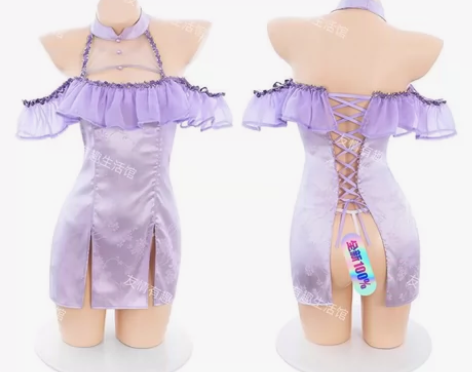 新品 霏慕 花边连衣裙 后绑带旗袍 均码 ...