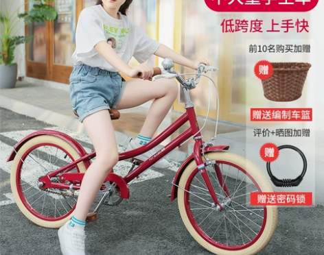 上海永久儿童自行车女童女孩20寸中大童车6...
