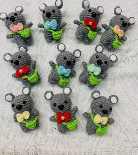 成品手工毛线钩织玩偶考拉熊手工艺品小兔子玩...