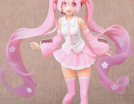 特价包邮初音未来樱花粉色兔耳MIKU手办模...