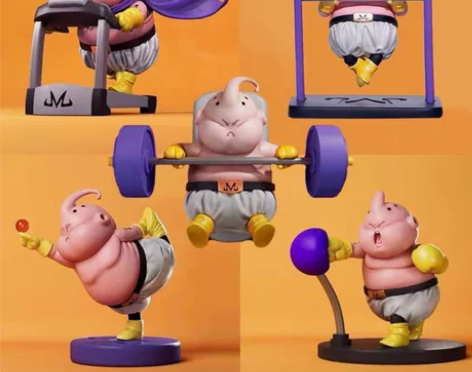 魔人布欧手办系列五款，健身主题，标价为单款...