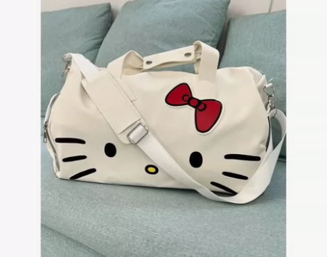 超萌卡通可爱大包包单肩蝴蝶结凯蒂猫手提健身...