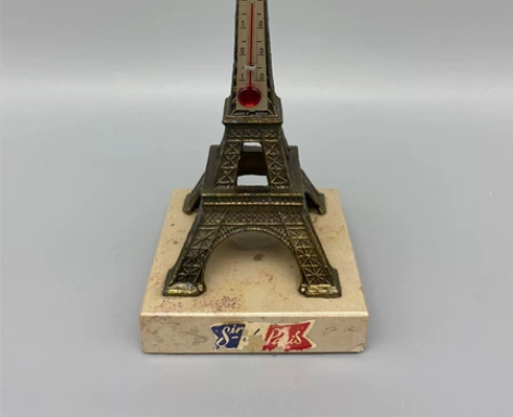 日本回流，老物件，南部铁制浮雕铁塔温度计，...