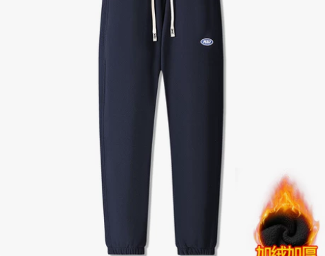冬季男装摇粒绒卫裤束脚微弹直筒型青春流行青年