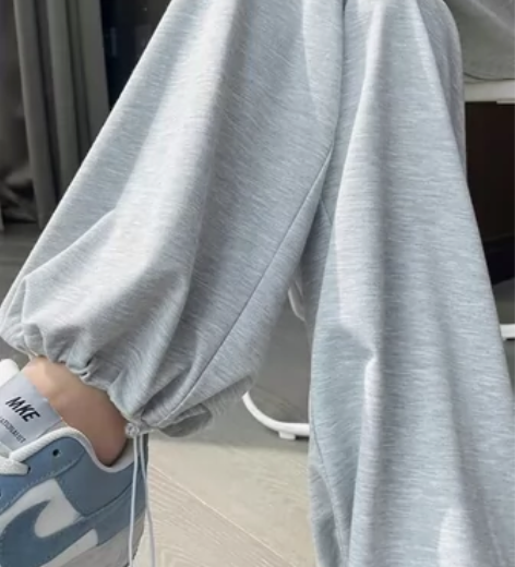 灰色黑色运动裤女夏季薄款高腰显瘦垂感宽松阔...