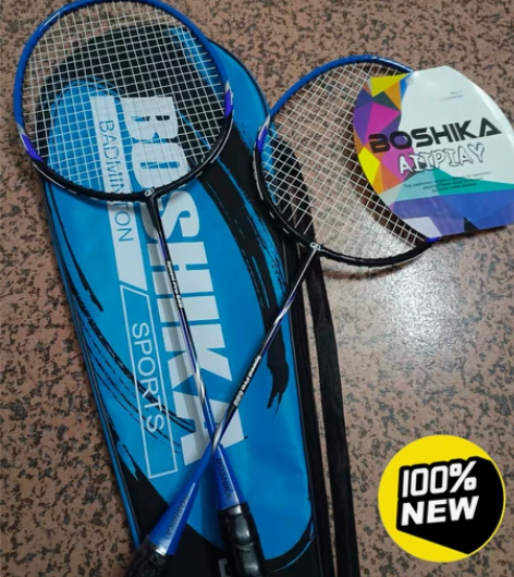 全新搏仕卡羽毛球拍合金一体蓝色一副体育用品...