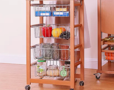 利快意大利厨房果蔬收纳推车冰箱橱柜缝隙柜带...