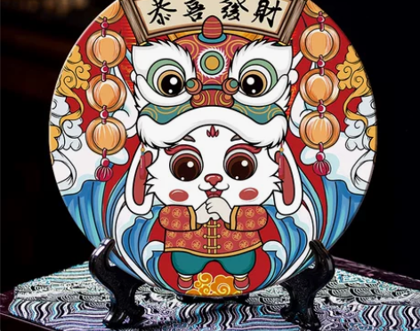 2023兔年新年吉祥物兔子生肖本命年国潮桌...