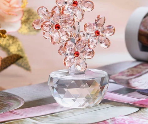 日本进口水晶梅花摆件 创意办公室家居客厅玄...