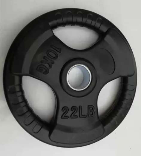 健身房通用手抓杠铃片铸铁一体包胶片深蹲卧推...