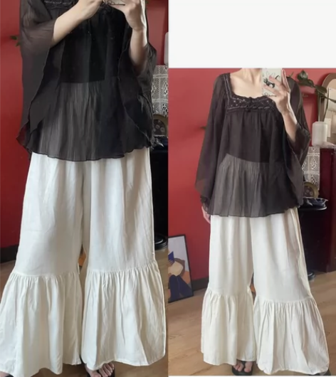 vintage 古着波西米亚风罩衫 棕咖色...