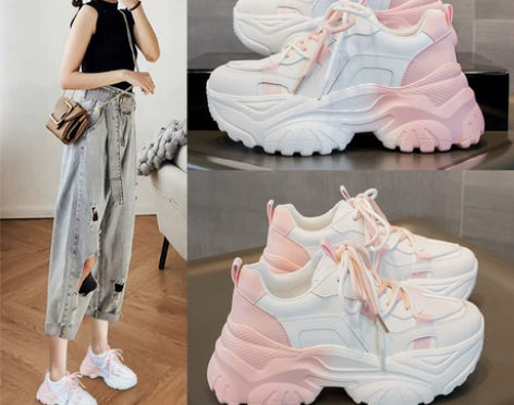 百搭老爹鞋女2023秋季新款爆款厚底运动休...
