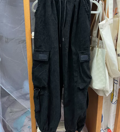 全新 灯芯绒均码裤子 有点运动裤版型 边上...